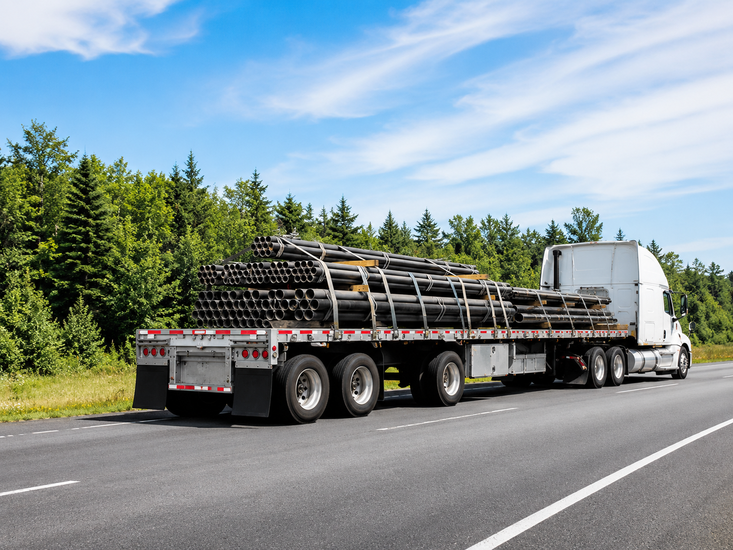 Commercial freight truck on highway for hot shot and white glove delivery services