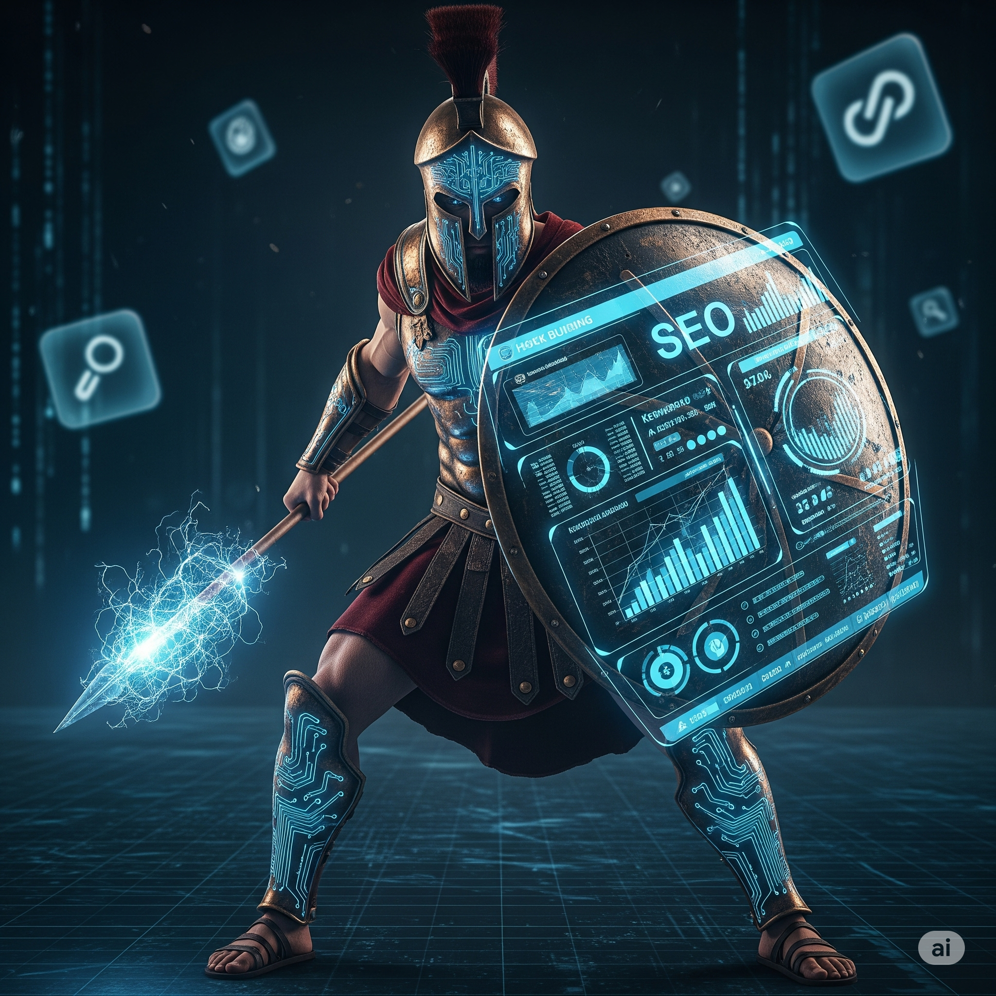 Spartan warrior and modern technology representing Spartan SEO's strategic approach