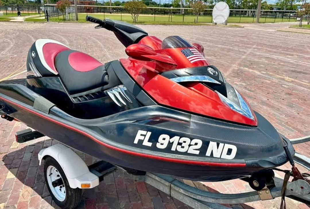 Jet ski registration number decals on PWC hull