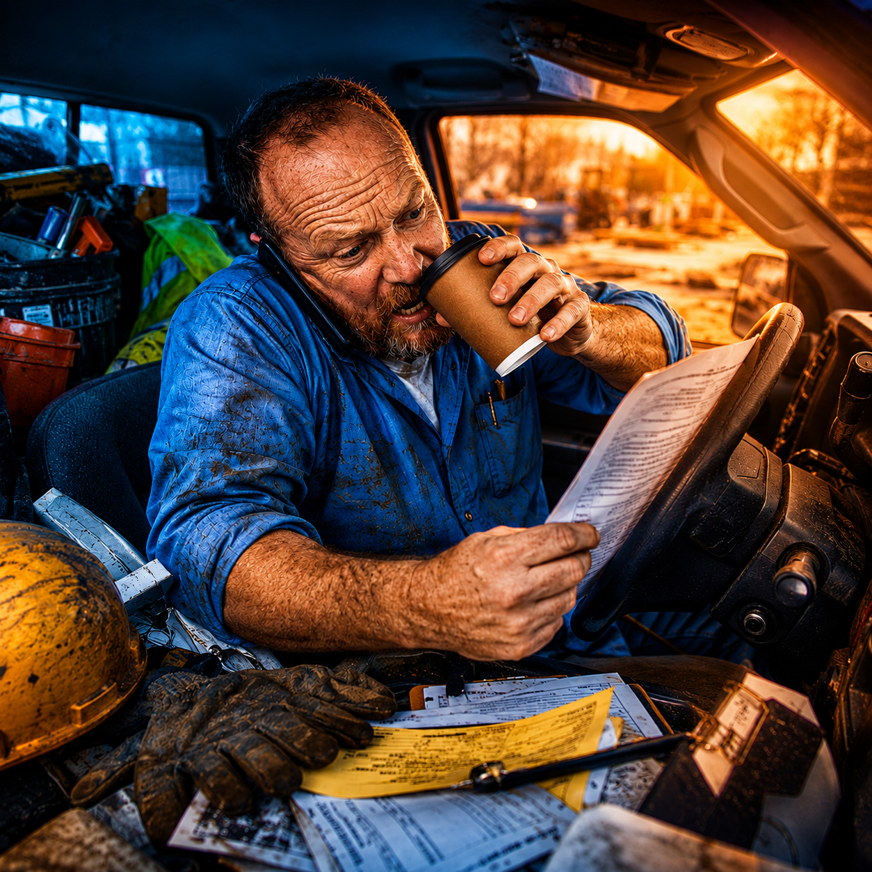 Contractor working on a roof with power drill — the kind of skilled tradespeople