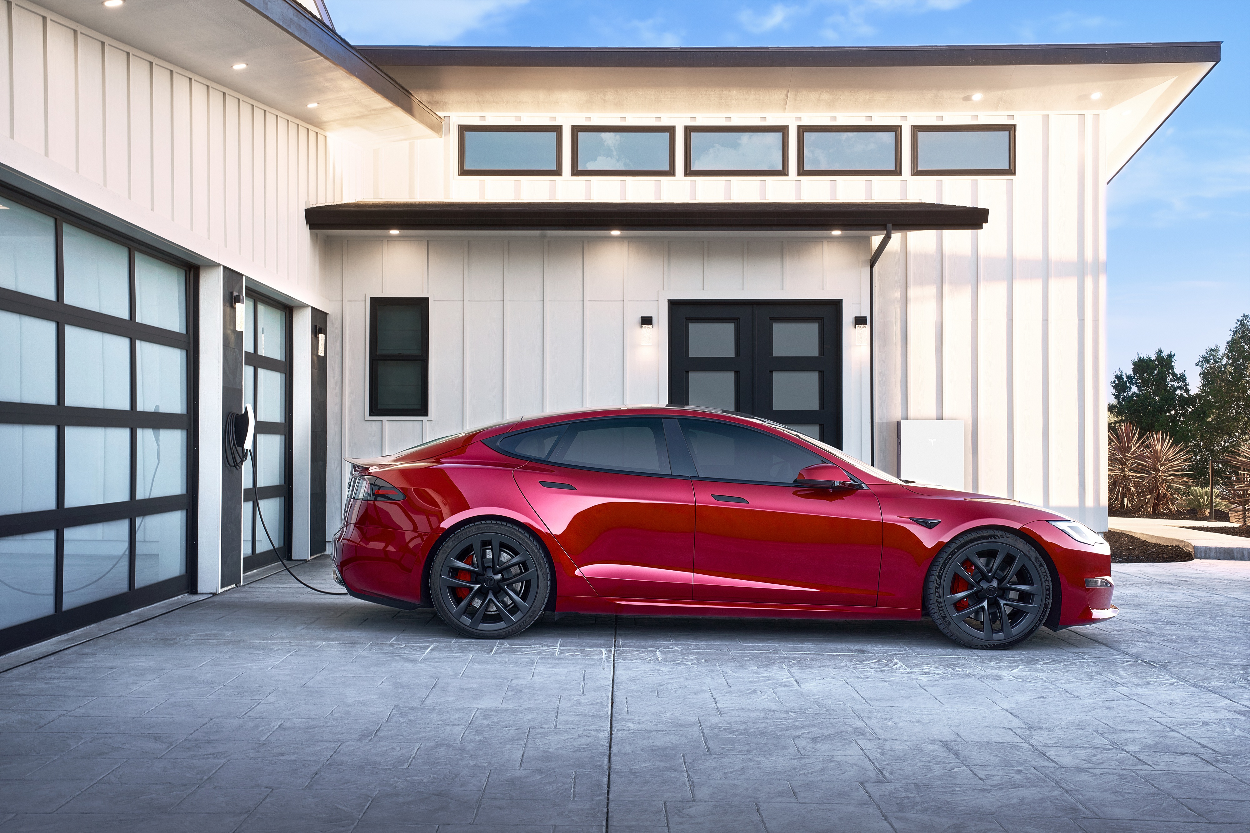 Tesla Wall Connector EV charger installed in a garage