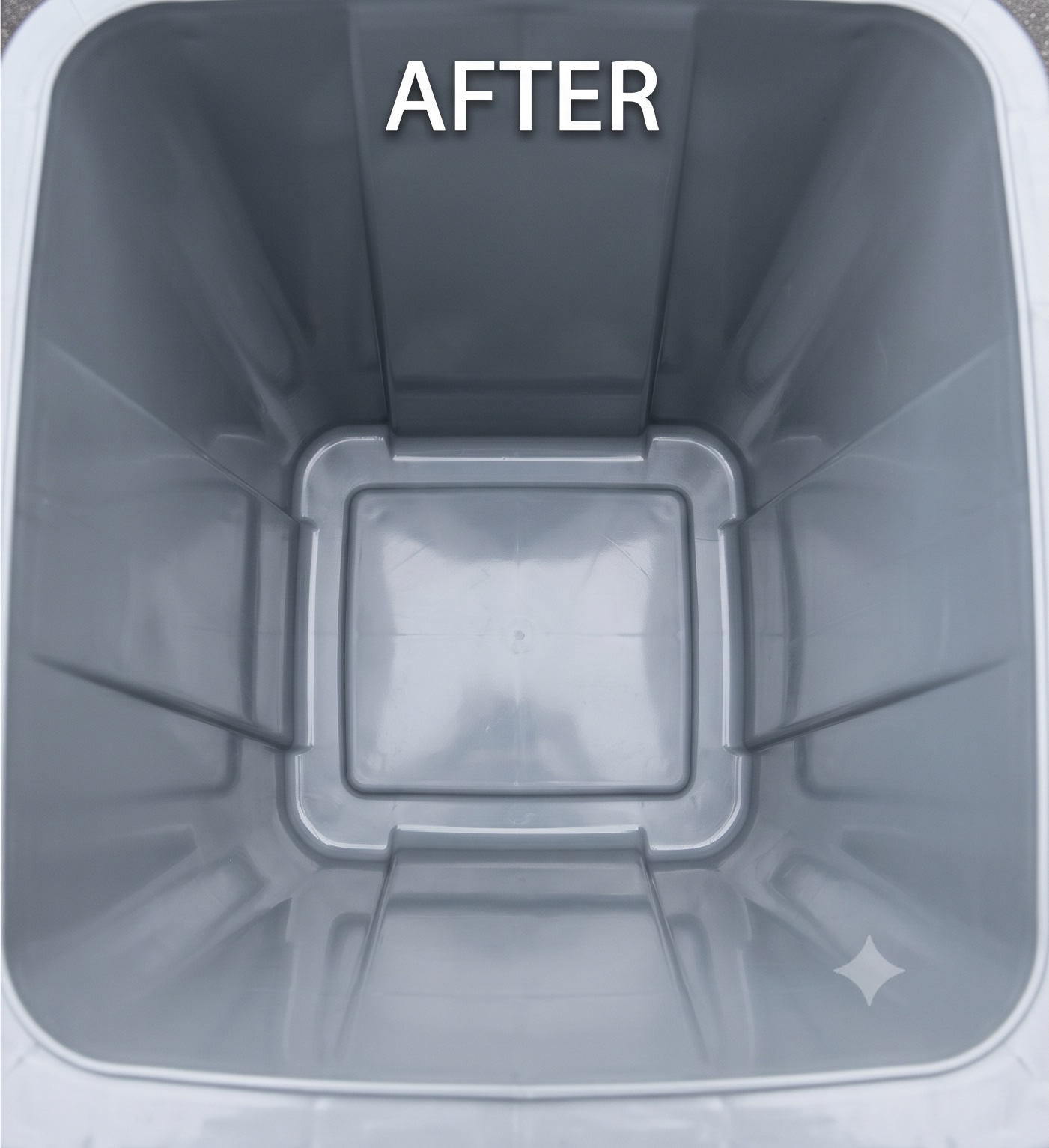 Freshly cleaned, sanitized trash bins — after Bullseye Bin Blasters service