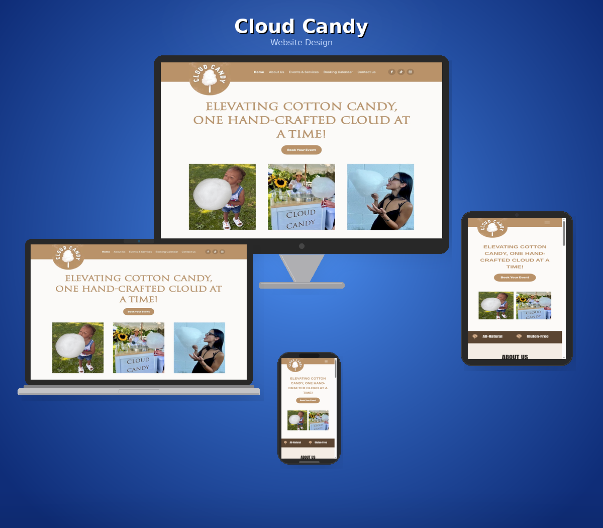 Local business website design on laptop