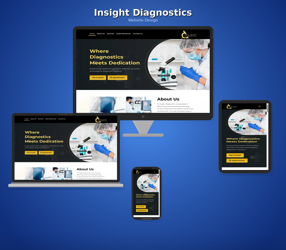 Medical and wellness website on desktop monitor