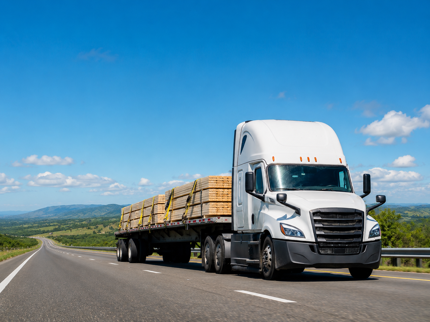 Trailer truck on highway - Riteway Solutions commercial freight services