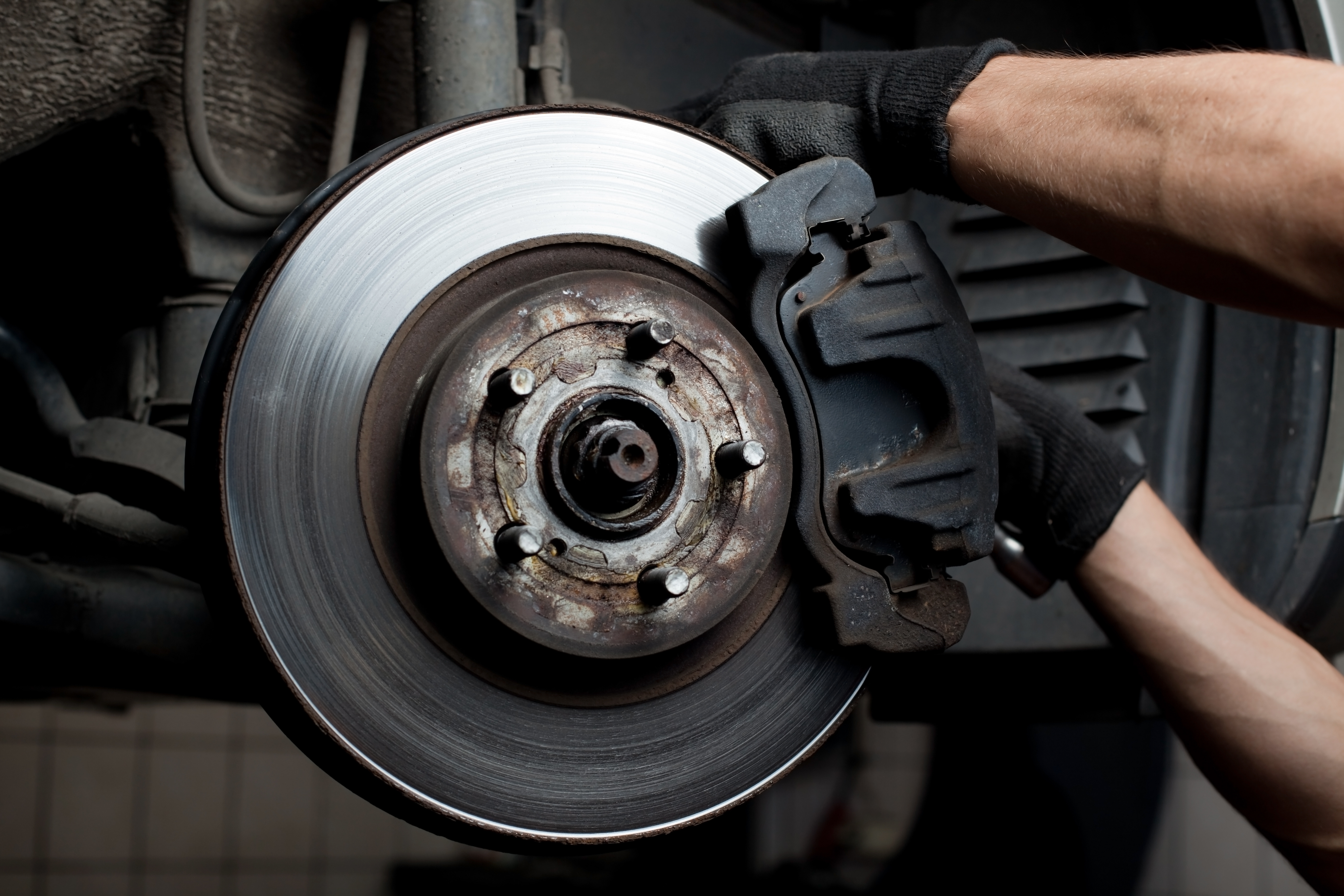 Brake system close-up inspection