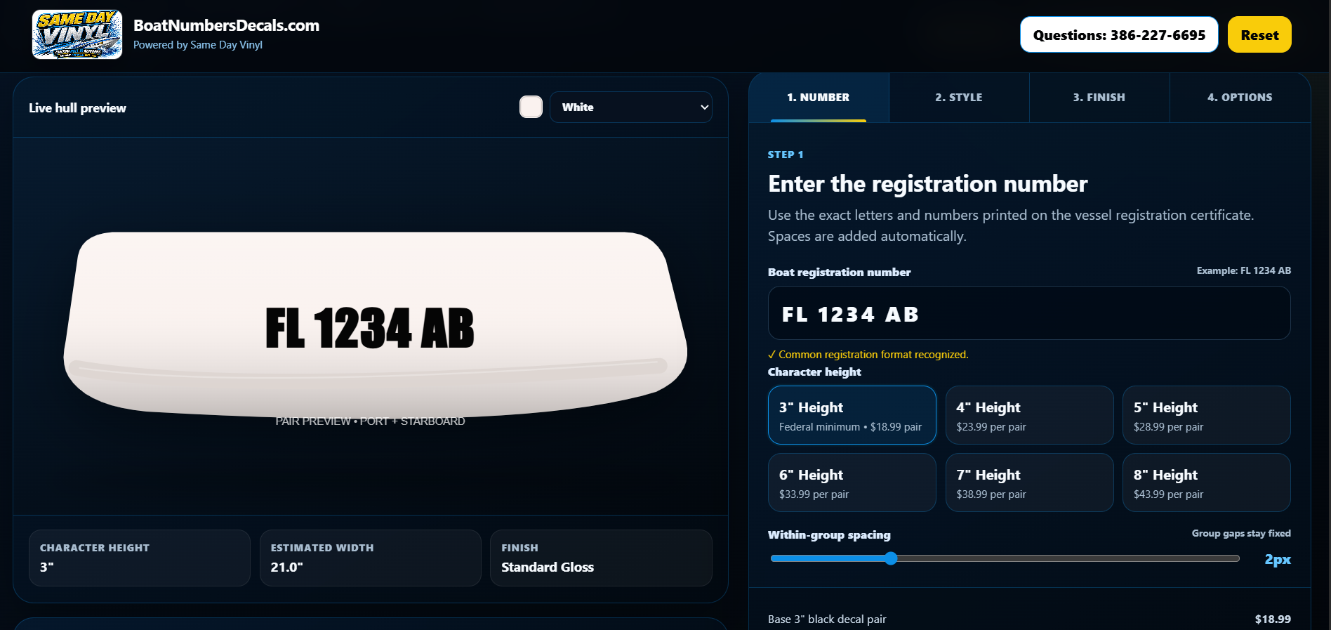 Sheets of alphabet stickers showing registration number formats
