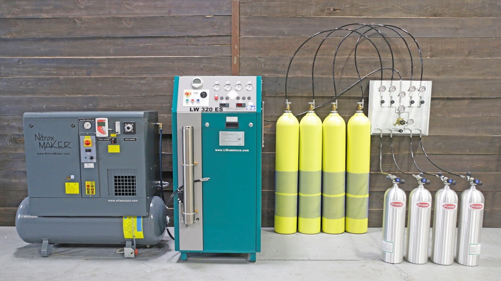 Gas cylinders and breathing equipment for diving