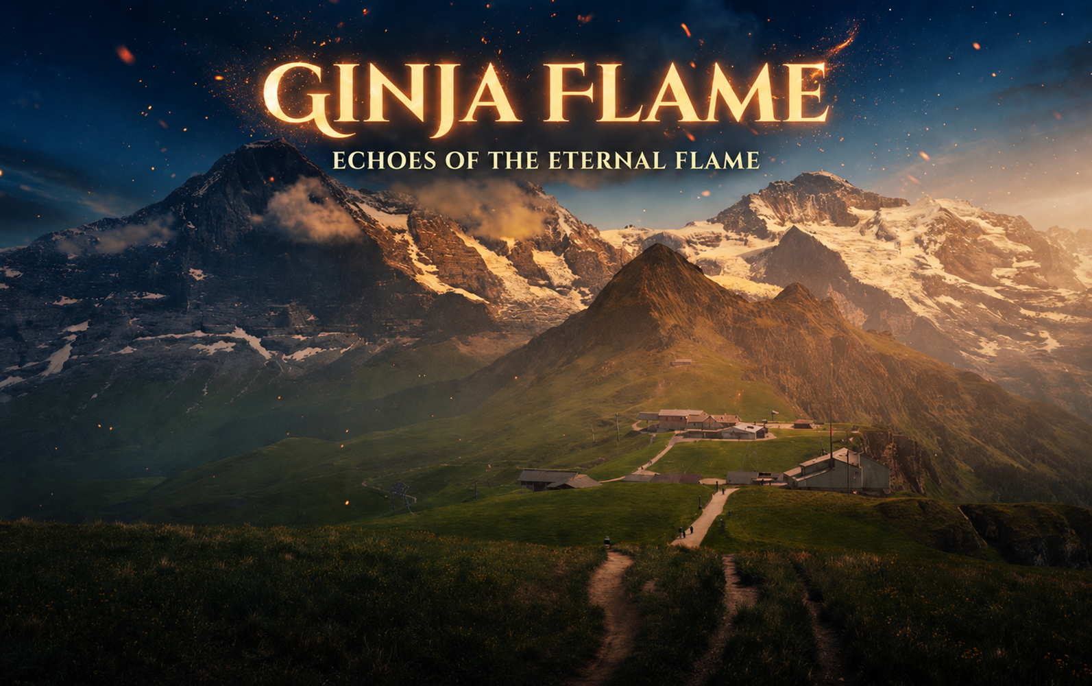 Echoes of the Eternal Flame — album cover featuring dramatic mountain landscape 